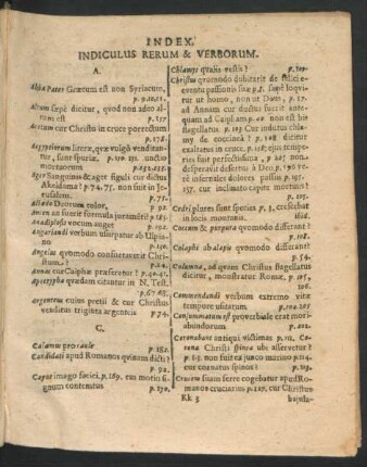 Index. Indiculus Rerum & Verborum.