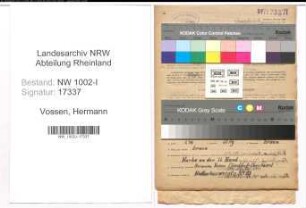 Entnazifizierung Hermann Vossen, geb. 07.07.1908 (Werkmeister)