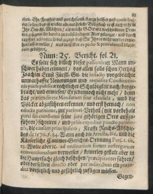 Num: 25. Bericht. fol. 21.