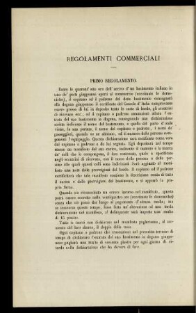 REGOLAMENTI COMMERCIALI PRIMO REGOLAMENTO.