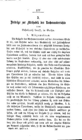 Beiträge zur Methodik des Rechenunterrichts