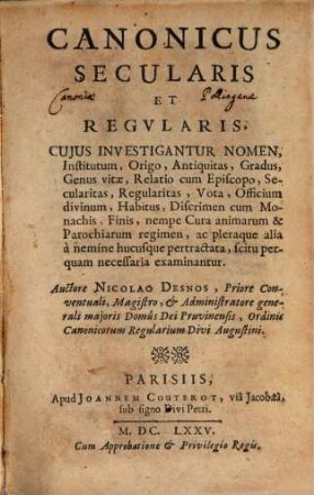 Canonicus secularis et regularis