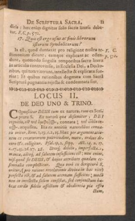 Locus II. de Deo Uno & Trino
