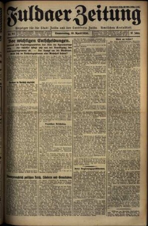 Ausgabe vom Donnerstag, den 10. April 1930.