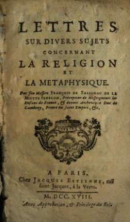 Lettres sur divers Sujets