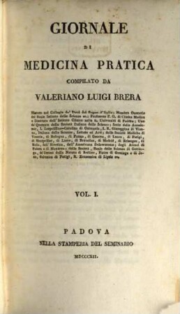 Giornale di medicina pratica. 1. 1812
