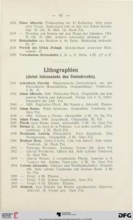 Lithographien, dabei Inkunabeln (Nr. 2041-2167)
