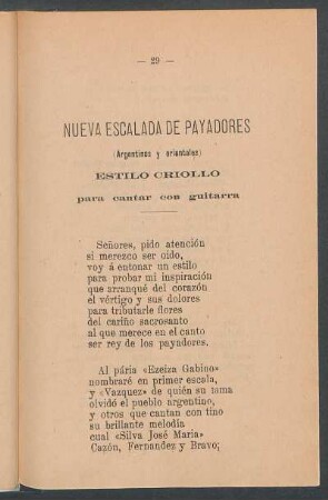 Nueva escalada de payadores (Argentinos y orientales) : Estilo criollo para cantar con guitarra