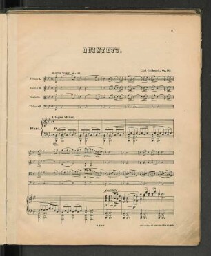 Quintett. [Violine I, Violine II, Bratsche, Violoncell & Piano]
