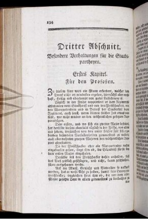 Dritter Abschnitt. Besondere Verhaltungen für die Staabspartheyen.
