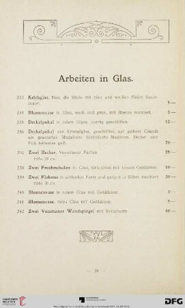 Arbeiten in Glas (Nr. 233-242)