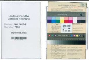 Entnazifizierung Willi Roehrich , geb. 18.11.1909 (Post)