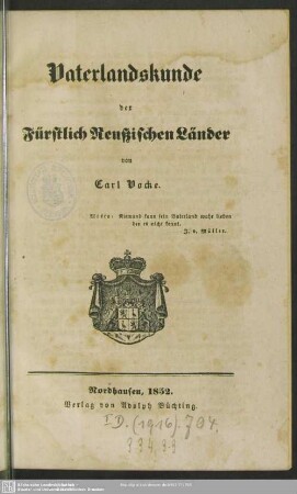 Vaterlandskunde der Fürstlich Reußischen Länder