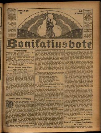 Erste Ausgabe vom Sonntag, den 28. April 1929.
