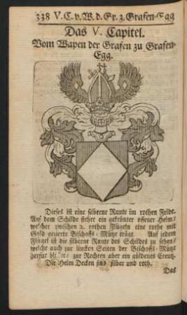 Das V. Capitel. Vom Wapen der Grafen zu Grafen-Egg