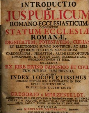 Introductio ad ius publicum romano-ecclesiasticum