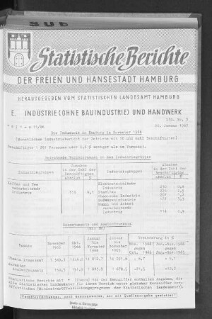 Die Industrie in Hamburg im November 1966 : Lfd. Nr. 3