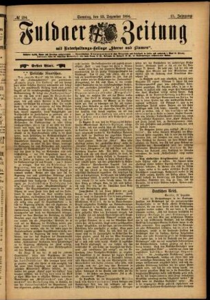 Erste Ausgabe vom Sonntag, den 23. Dezember 1894.