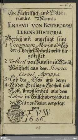 Erasmi von Roterodamus Lebens-Historia