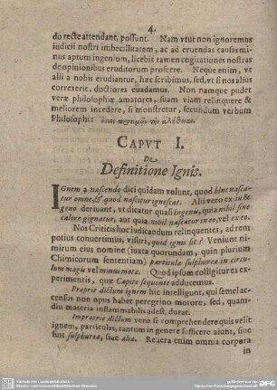 Caput I. De Definitione Ignis.
