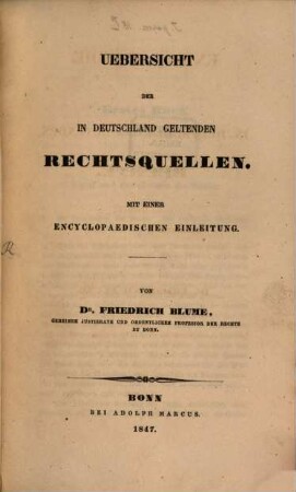 Encyclopaedie der in Deutschland geltenden Rechte. I