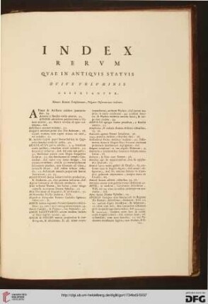 Index rerum quae in antiquis statuis huius voluminis observantur