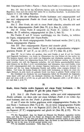 18. Grade, deren Punkte rechte Segmente mit einem Punkt bestimmen. - Die Hypothese IV gilt für jeden Punkt.