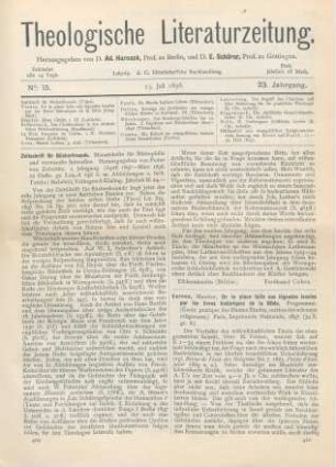 410-412 [Rezension] Vernes, Maurice, De la place faite aux légendes locales par les livres historiques de la Bible. Programme