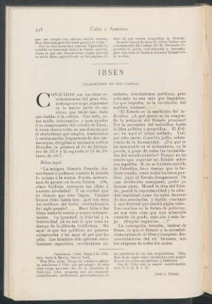 Ibsen. : (Fragmentos de dos cartas.)