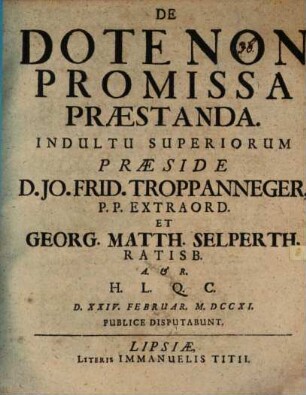 De Dote Non Promissa Praestanda