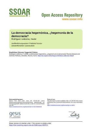 La democracia hegemónica, ¿hegemonía de la democracia?