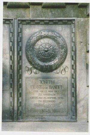 Tafel gewidmet Ernst von Bandel. Detmold. Hiddesen. Papierabzug