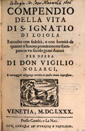 Compendio della Vita di S. Ignatio di Loiola