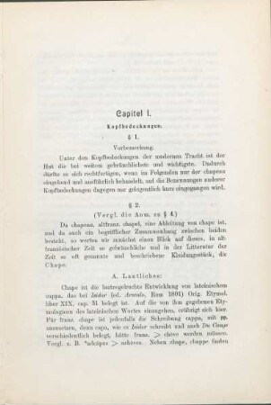 Capitel I. Kopfbedeckungen.
