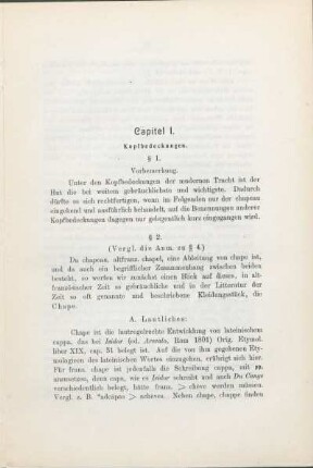 Capitel I. Kopfbedeckungen.