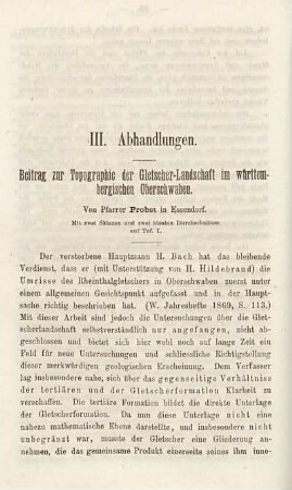 Beiträge zur Topographie der Gletscherlandschaft im württembergischen Oberschwaben