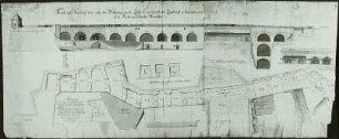 Grund- und Aufriß der Gewölbe unter dem Wallgang am alten Zeughaus auf der Festung Königstein : Königstein, Festung