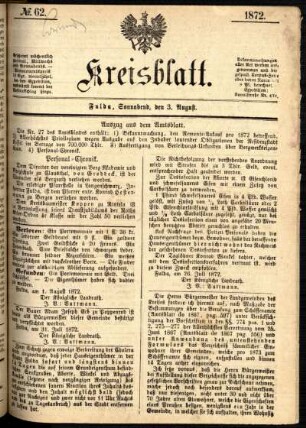 Ausgabe vom Samstag, den 03. August 1872.