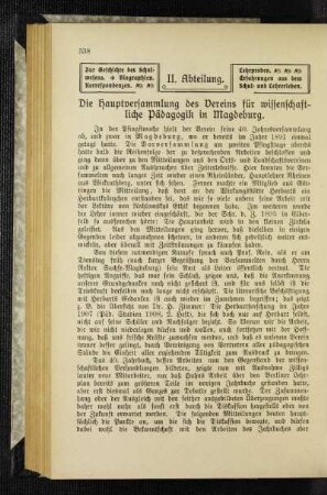 ¬Die¬ Hauptversammlung des Vereins für wissenschaftliche Pädagogik in Magdeburg