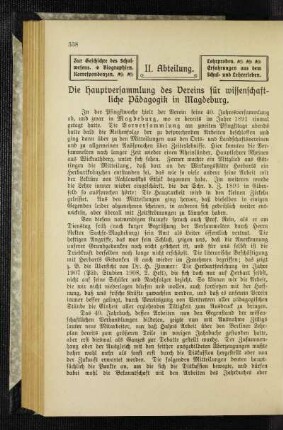 ¬Die¬ Hauptversammlung des Vereins für wissenschaftliche Pädagogik in Magdeburg
