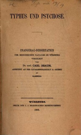 Typhus und Psychose