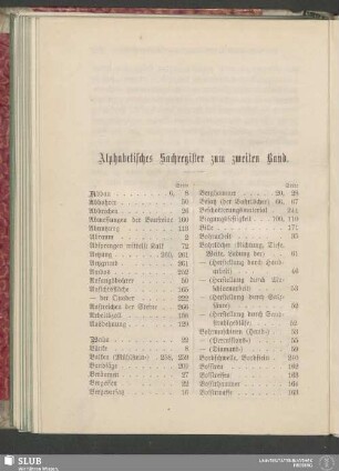 Alphabetisches Sachregister zum zweiten Band
