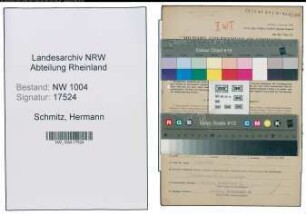 Entnazifizierung Hermann Schmitz , geb. 03.08.1891 (Bueroangestellter)