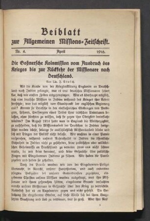 Beiblatt Nr. 4. April 1916