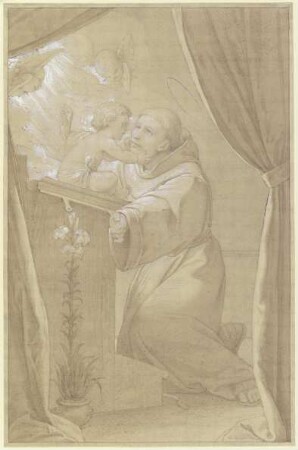 Der Heilige Antonius von Padua, dem das Jesuskind im Gebet erscheint