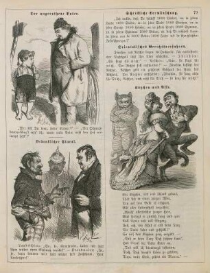 "Der ungerathene Vater" "Bedenklicher Plural" "Kätzchen und Affe"