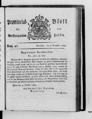 Num. 45, Ausgabe vom 8. November 1820