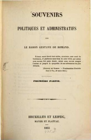 Souvenirs politiques et administratifs