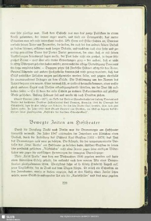 Bewegte Zeiten am Hoftheater