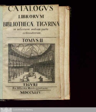 Tomus 2: Catalogus librorum bibliothecae Tigurinae